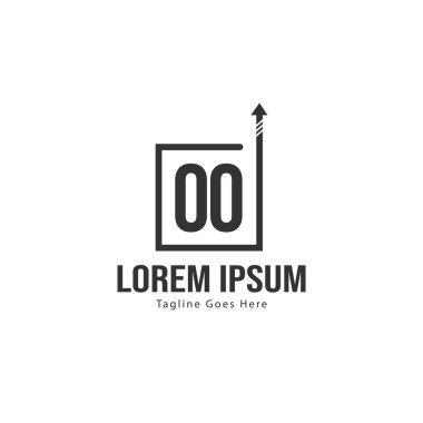 Modern çerçeveli ilk Oo logo şablonu. Minimalist Oo harf logo vektör illüstrasyon