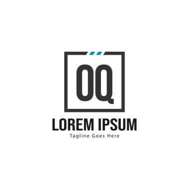 Modern çerçeve ile ilk Oq logo şablonu. Minimalist Oq harfi logo vektör illüstrasyon