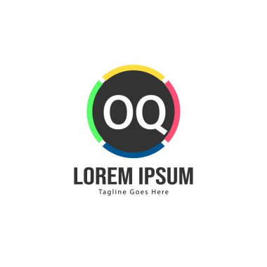 Modern çerçeve ile ilk Oq logo şablonu. Minimalist Oq harfi logo vektör illüstrasyon