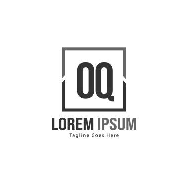 Modern çerçeve ile ilk Oq logo şablonu. Minimalist Oq harfi logo vektör illüstrasyon