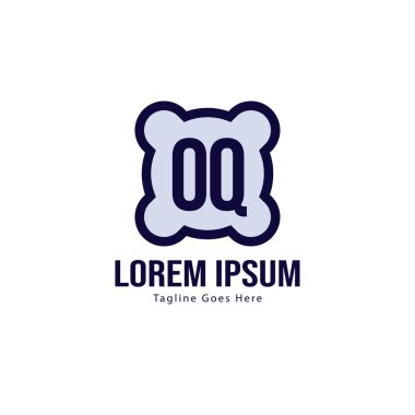 Modern çerçeve ile ilk Oq logo şablonu. Minimalist Oq harfi logo vektör illüstrasyon
