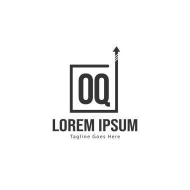 Modern çerçeve ile ilk Oq logo şablonu. Minimalist Oq harfi logo vektör illüstrasyon