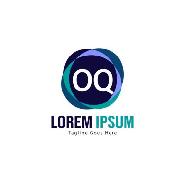 Modern çerçeve ile ilk Oq logo şablonu. Minimalist Oq harfi logo vektör illüstrasyon