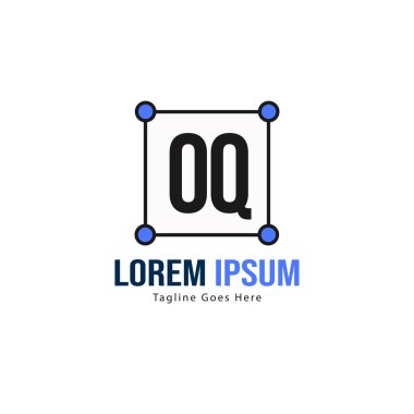 Modern çerçeve ile ilk Oq logo şablonu. Minimalist Oq harfi logo vektör illüstrasyon