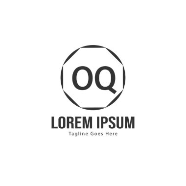 Modern çerçeve ile ilk Oq logo şablonu. Minimalist Oq harfi logo vektör illüstrasyon