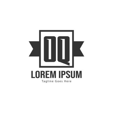 Modern çerçeve ile ilk Oq logo şablonu. Minimalist Oq harfi logo vektör illüstrasyon