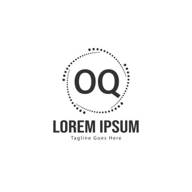 Modern çerçeve ile ilk Oq logo şablonu. Minimalist Oq harfi logo vektör illüstrasyon