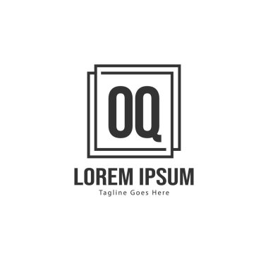 Modern çerçeve ile ilk Oq logo şablonu. Minimalist Oq harfi logo vektör illüstrasyon