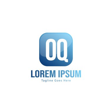 Modern çerçeve ile ilk Oq logo şablonu. Minimalist Oq harfi logo vektör illüstrasyon