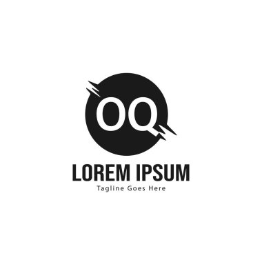 Modern çerçeve ile ilk Oq logo şablonu. Minimalist Oq harfi logo vektör illüstrasyon