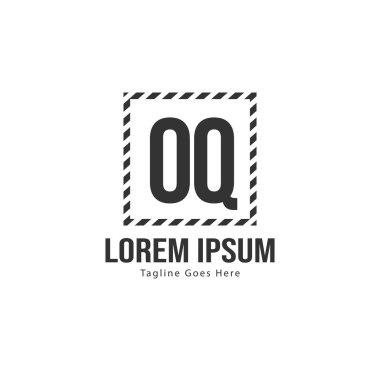 Modern çerçeve ile ilk Oq logo şablonu. Minimalist Oq harfi logo vektör illüstrasyon