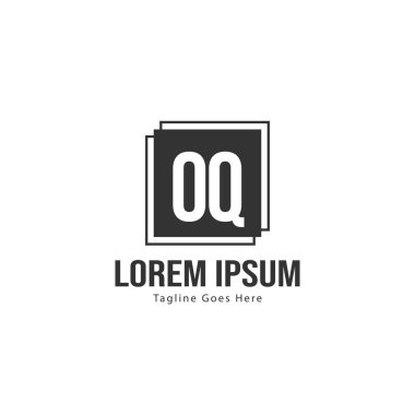 Modern çerçeve ile ilk Oq logo şablonu. Minimalist Oq harfi logo vektör illüstrasyon