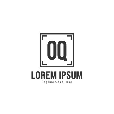 Modern çerçeve ile ilk Oq logo şablonu. Minimalist Oq harfi logo vektör illüstrasyon