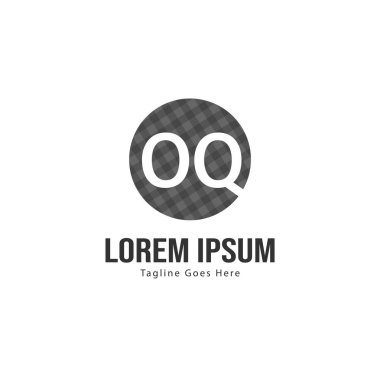 Modern çerçeve ile ilk Oq logo şablonu. Minimalist Oq harfi logo vektör illüstrasyon
