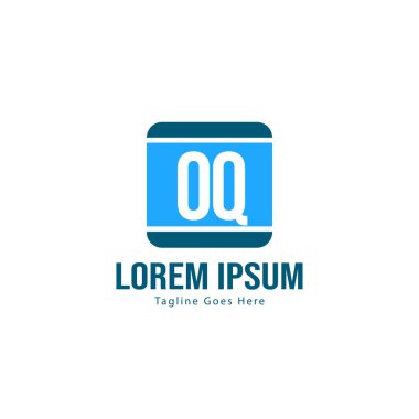Modern çerçeve ile ilk Oq logo şablonu. Minimalist Oq harfi logo vektör illüstrasyon
