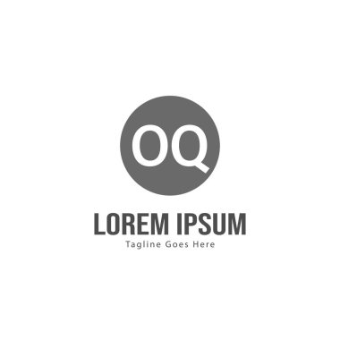 Modern çerçeve ile ilk Oq logo şablonu. Minimalist Oq harfi logo vektör illüstrasyon