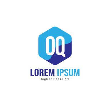 Modern çerçeve ile ilk Oq logo şablonu. Minimalist Oq harfi logo vektör illüstrasyon