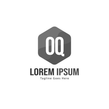 Modern çerçeve ile ilk Oq logo şablonu. Minimalist Oq harfi logo vektör illüstrasyon