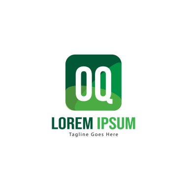 Modern çerçeve ile ilk Oq logo şablonu. Minimalist Oq harfi logo vektör illüstrasyon