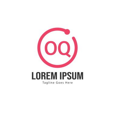 Modern çerçeve ile ilk Oq logo şablonu. Minimalist Oq harfi logo vektör illüstrasyon