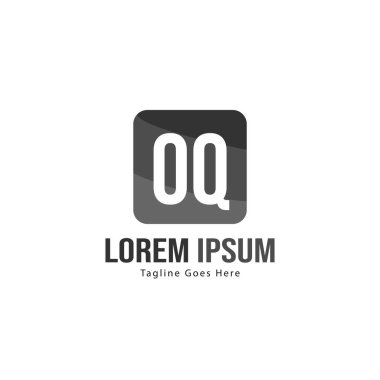 Modern çerçeve ile ilk Oq logo şablonu. Minimalist Oq harfi logo vektör illüstrasyon