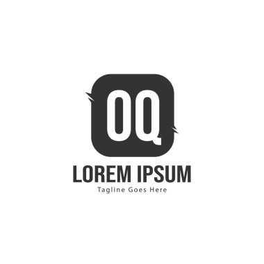 Modern çerçeve ile ilk Oq logo şablonu. Minimalist Oq harfi logo vektör illüstrasyon