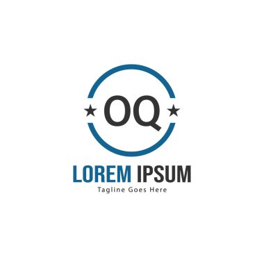 Modern çerçeve ile ilk Oq logo şablonu. Minimalist Oq harfi logo vektör illüstrasyon