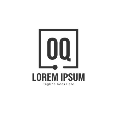 Modern çerçeve ile ilk Oq logo şablonu. Minimalist Oq harfi logo vektör illüstrasyon