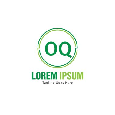 Modern çerçeve ile ilk Oq logo şablonu. Minimalist Oq harfi logo vektör illüstrasyon
