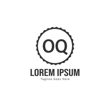 Modern çerçeve ile ilk Oq logo şablonu. Minimalist Oq harfi logo vektör illüstrasyon