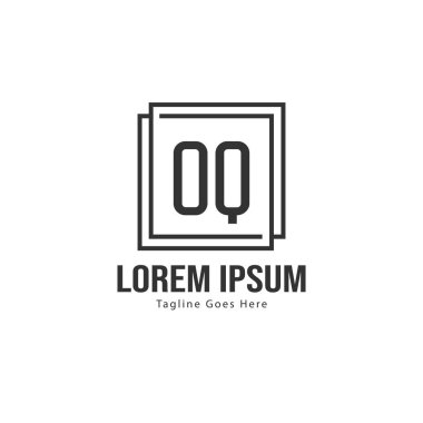 Modern çerçeve ile ilk Oq logo şablonu. Minimalist Oq harfi logo vektör illüstrasyon