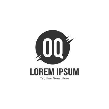 Modern çerçeve ile ilk Oq logo şablonu. Minimalist Oq harfi logo vektör illüstrasyon
