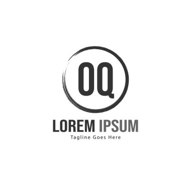 Modern çerçeve ile ilk Oq logo şablonu. Minimalist Oq harfi logo vektör illüstrasyon