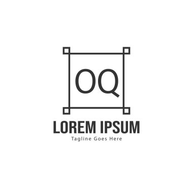Modern çerçeve ile ilk Oq logo şablonu. Minimalist Oq harfi logo vektör illüstrasyon