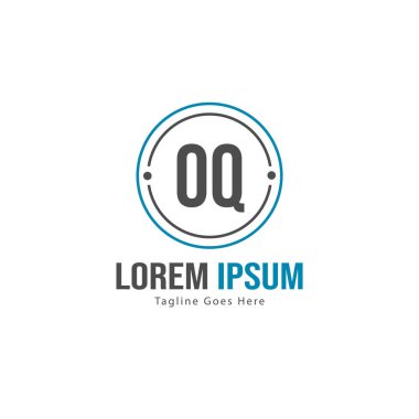 Modern çerçeve ile ilk Oq logo şablonu. Minimalist Oq harfi logo vektör illüstrasyon