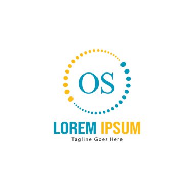 Modern çerçeveli İlk Os logo şablonu. Minimalist Os harf logosu vektör illüstrasyon