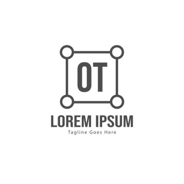 Modern çerçeveli ilk Ot logo şablonu. Minimalist Ot harf logo vektör illüstrasyon