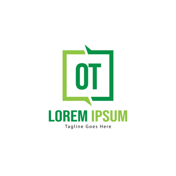 Modern çerçeveli ilk Ot logo şablonu. Minimalist Ot harf logo vektör illüstrasyon — Stok Vektör