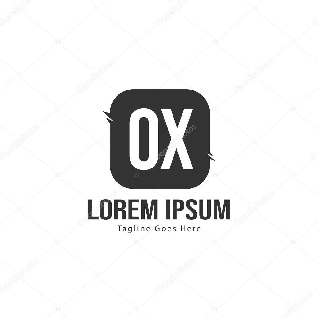 Initial OX logo template with modern frame. Minimalist OX letter logo vector illustration