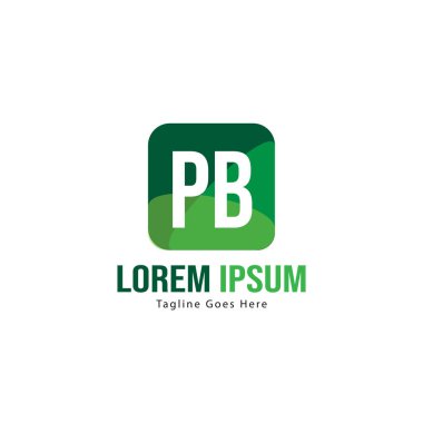 Modern çerçeveile ilk Pb logo şablonu. Minimalist Pb harf logo vektör illüstrasyon