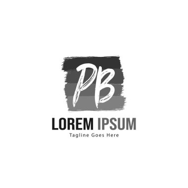 Modern çerçeveile ilk Pb logo şablonu. Minimalist Pb harf logo vektör illüstrasyon