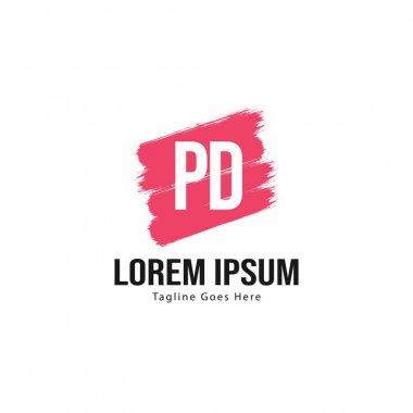 Modern çerçeveli ilk Pd logo şablonu. Minimalist Pd harf logo vektör illüstrasyon