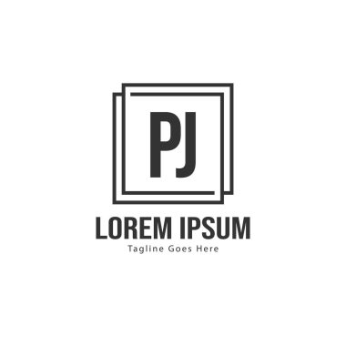 Modern çerçeve ile ilk Pj logo şablonu. Minimalist Pj harf logo vektör illüstrasyon