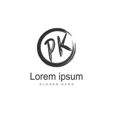 Modern çerçeveli ilk Pk logo şablonu. Minimalist Pk harf logo vektör illüstrasyon