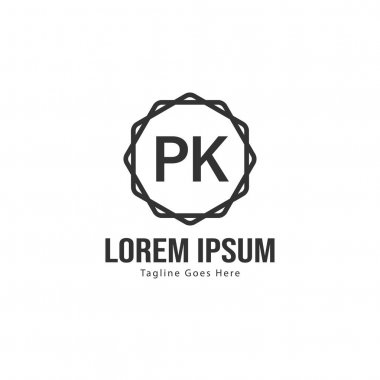 Modern çerçeveli ilk Pk logo şablonu. Minimalist Pk harf logo vektör illüstrasyon