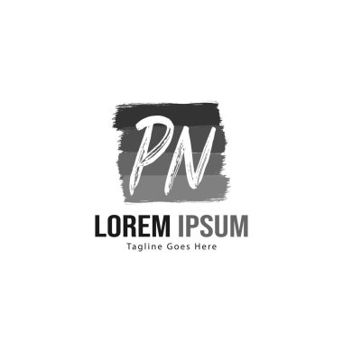 Modern çerçeveli ilk Pn logo şablonu. Minimalist Pn harf logo vektör illüstrasyon