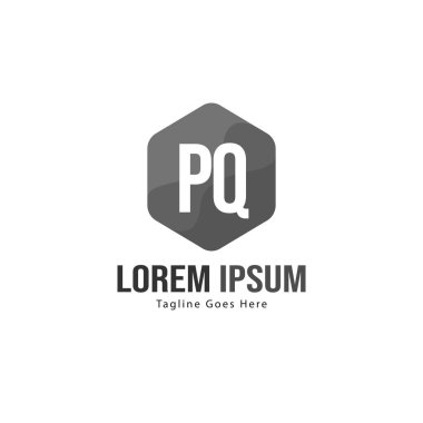 Modern çerçeveile ilk Pq logo şablonu. Minimalist Pq harfi logosu vektör illüstrasyon