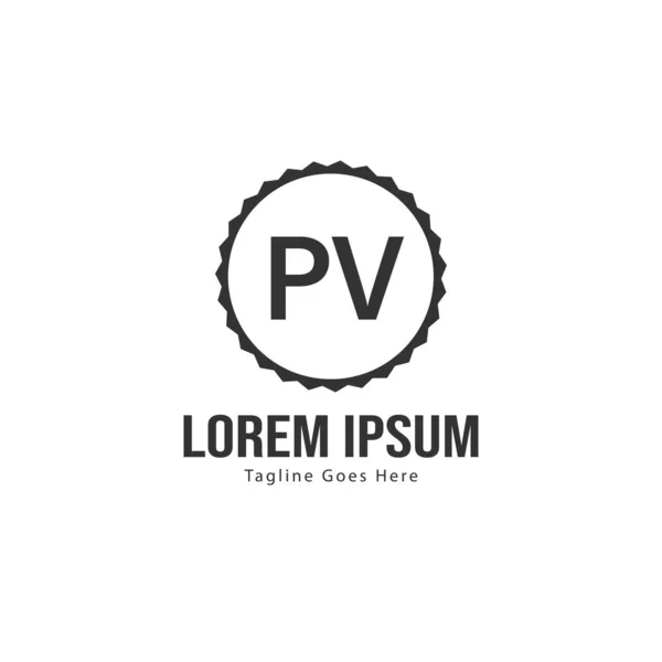 Plantilla de logotipo PV inicial con marco moderno. Ilustración de vector de logotipo de letra PV minimalista — Archivo Imágenes Vectoriales