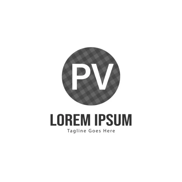 Plantilla de logotipo PV inicial con marco moderno. Ilustración de vector de logotipo de letra PV minimalista — Archivo Imágenes Vectoriales
