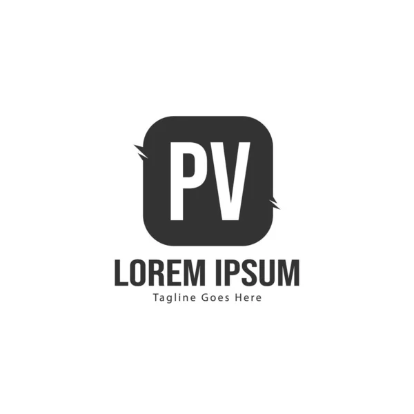 Plantilla de logotipo PV inicial con marco moderno. Ilustración de vector de logotipo de letra PV minimalista — Archivo Imágenes Vectoriales